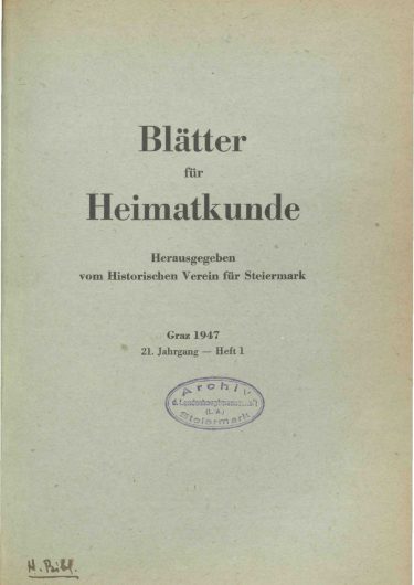 Blätter Jg21 Titelseite 375x530 - Jahrgang 21 (1947)