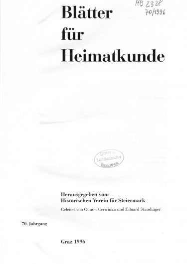 Blätter Jg70 Titelseite 375x530 - Jahrgang 70 (1996)