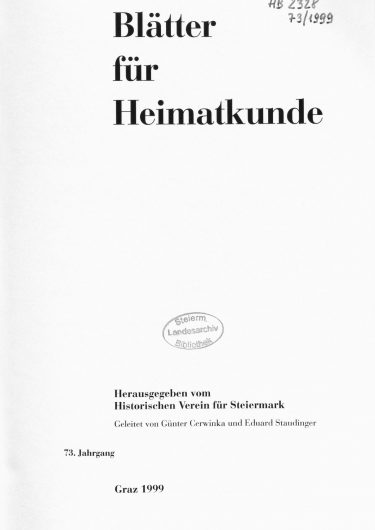 Blätter Jg73 Titelseite 375x530 - Jahrgang 73 (1999)