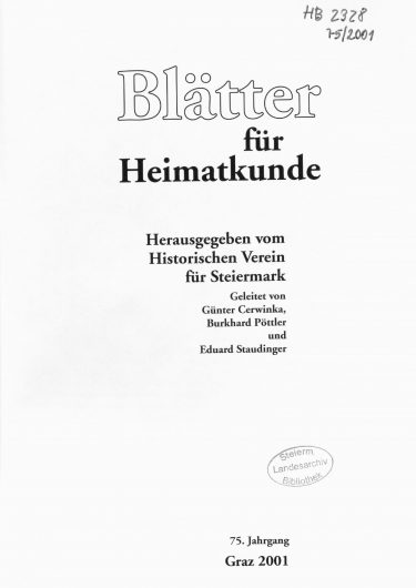 Blätter Jg75 Titelseite 375x530 - Jahrgang 75 (2001)