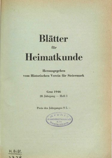 Blätter Jg20 Titelseite 375x530 - Jahrgang 20 (1946)